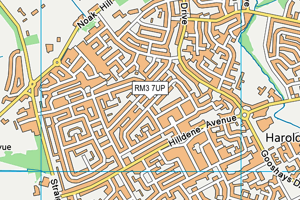 RM3 7UP map - OS VectorMap District (Ordnance Survey)