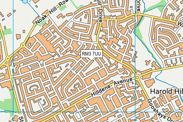 RM3 7UU map - OS VectorMap District (Ordnance Survey)
