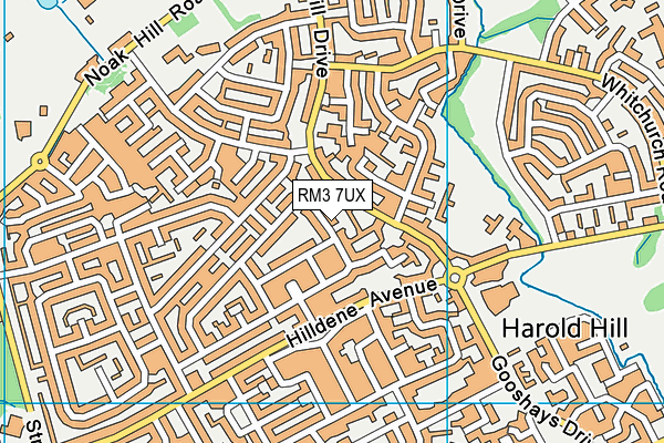 RM3 7UX map - OS VectorMap District (Ordnance Survey)