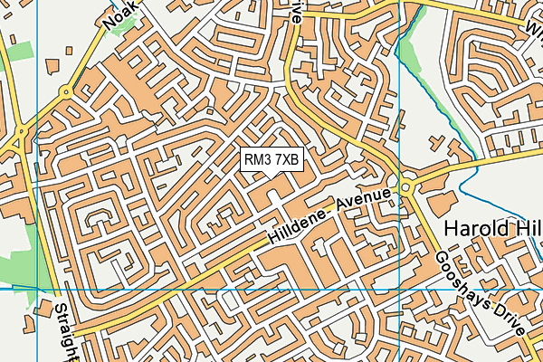 RM3 7XB map - OS VectorMap District (Ordnance Survey)