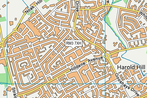 RM3 7XH map - OS VectorMap District (Ordnance Survey)