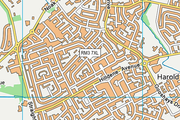 RM3 7XL map - OS VectorMap District (Ordnance Survey)