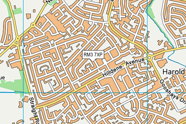 RM3 7XP map - OS VectorMap District (Ordnance Survey)