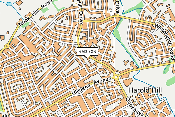 RM3 7XR map - OS VectorMap District (Ordnance Survey)