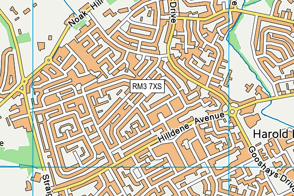 RM3 7XS map - OS VectorMap District (Ordnance Survey)