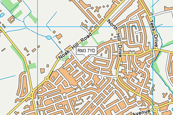 RM3 7YD map - OS VectorMap District (Ordnance Survey)