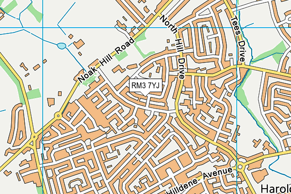 RM3 7YJ map - OS VectorMap District (Ordnance Survey)