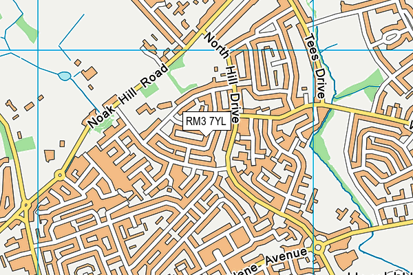 RM3 7YL map - OS VectorMap District (Ordnance Survey)
