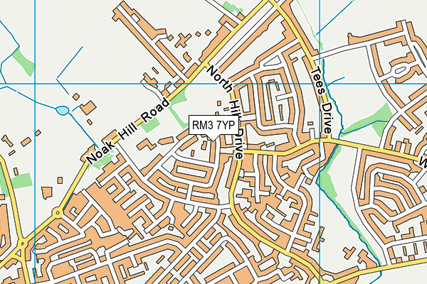 RM3 7YP map - OS VectorMap District (Ordnance Survey)