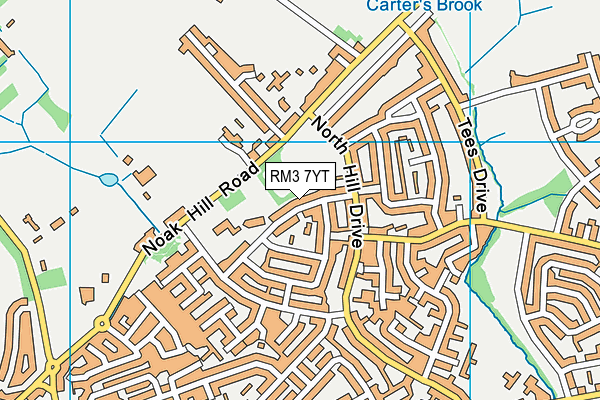 RM3 7YT map - OS VectorMap District (Ordnance Survey)