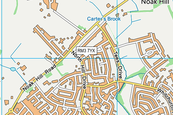 RM3 7YX map - OS VectorMap District (Ordnance Survey)