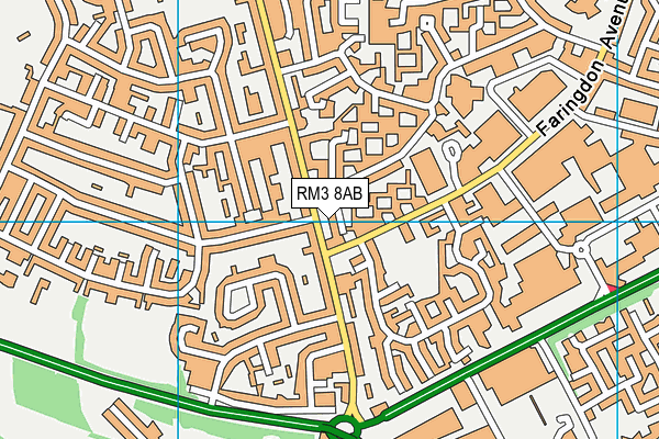 RM3 8AB map - OS VectorMap District (Ordnance Survey)