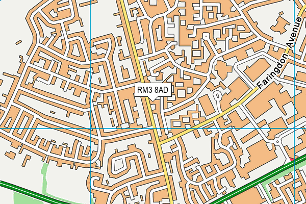 RM3 8AD map - OS VectorMap District (Ordnance Survey)