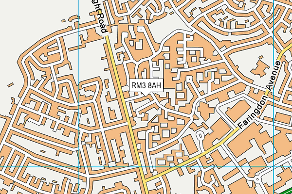 RM3 8AH map - OS VectorMap District (Ordnance Survey)