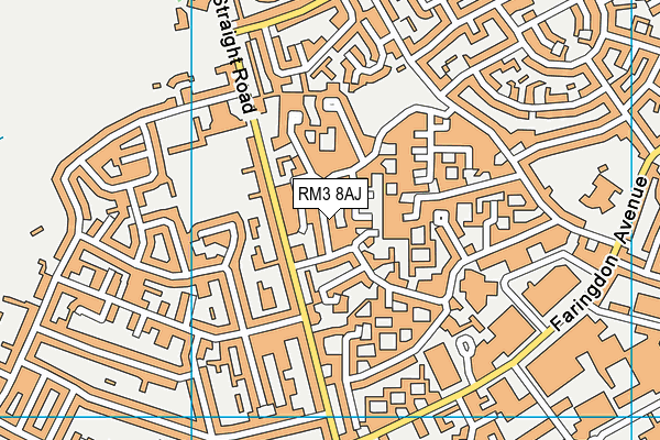 RM3 8AJ map - OS VectorMap District (Ordnance Survey)
