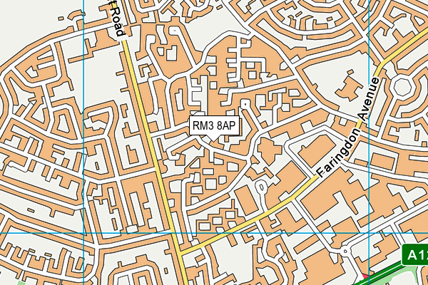 RM3 8AP map - OS VectorMap District (Ordnance Survey)
