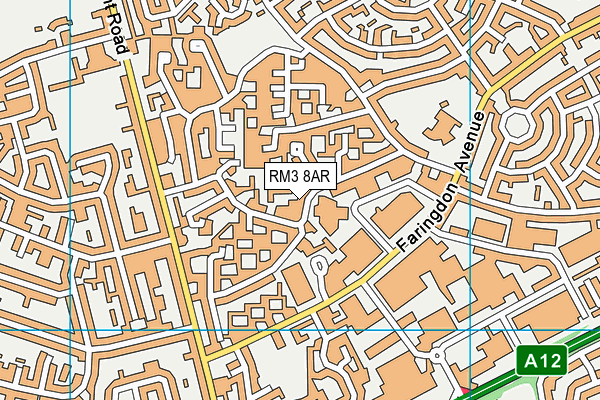 RM3 8AR map - OS VectorMap District (Ordnance Survey)