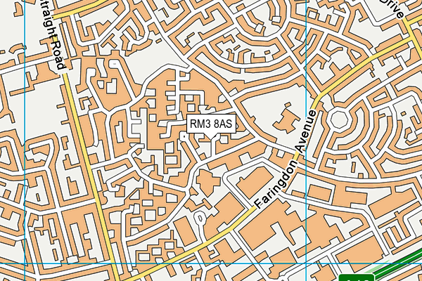 RM3 8AS map - OS VectorMap District (Ordnance Survey)