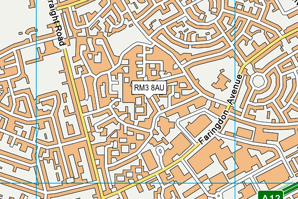RM3 8AU map - OS VectorMap District (Ordnance Survey)