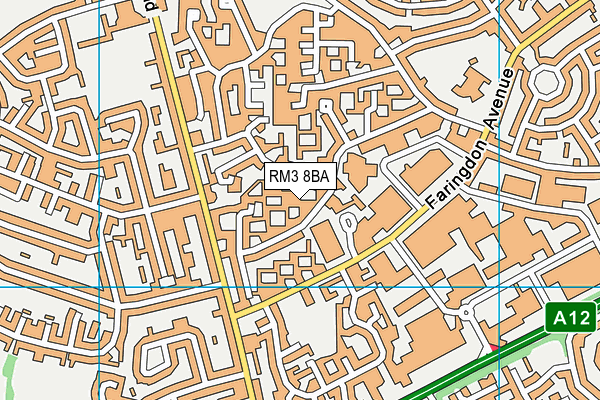 RM3 8BA map - OS VectorMap District (Ordnance Survey)