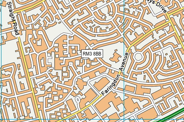 RM3 8BB map - OS VectorMap District (Ordnance Survey)