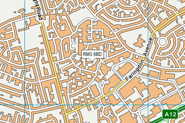 RM3 8BD map - OS VectorMap District (Ordnance Survey)