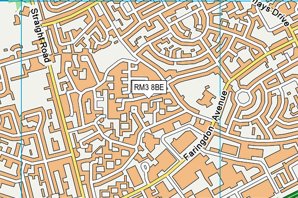 RM3 8BE map - OS VectorMap District (Ordnance Survey)