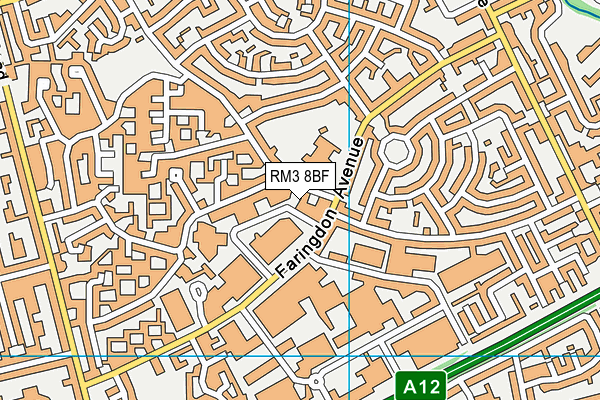 RM3 8BF map - OS VectorMap District (Ordnance Survey)