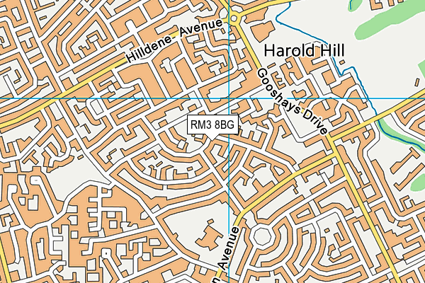RM3 8BG map - OS VectorMap District (Ordnance Survey)