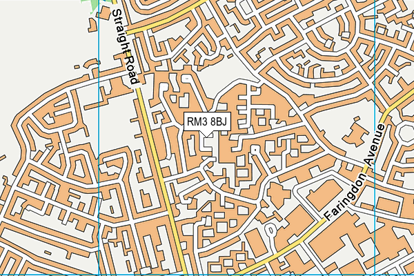 RM3 8BJ map - OS VectorMap District (Ordnance Survey)