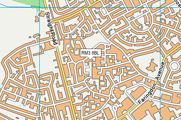 RM3 8BL map - OS VectorMap District (Ordnance Survey)