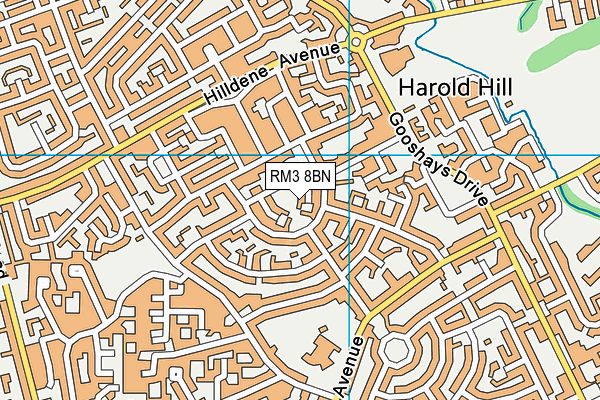 RM3 8BN map - OS VectorMap District (Ordnance Survey)