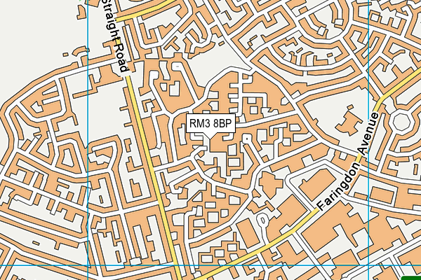 RM3 8BP map - OS VectorMap District (Ordnance Survey)