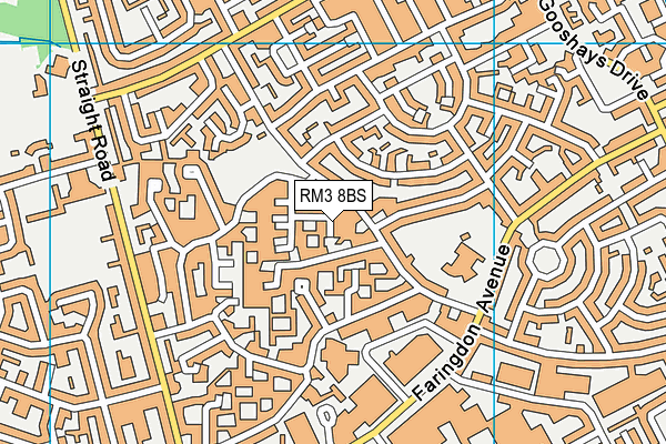 RM3 8BS map - OS VectorMap District (Ordnance Survey)