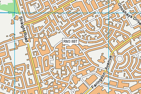 RM3 8BT map - OS VectorMap District (Ordnance Survey)