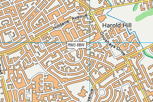 RM3 8BW map - OS VectorMap District (Ordnance Survey)