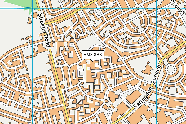 RM3 8BX map - OS VectorMap District (Ordnance Survey)
