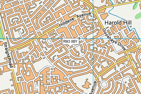 RM3 8BY map - OS VectorMap District (Ordnance Survey)