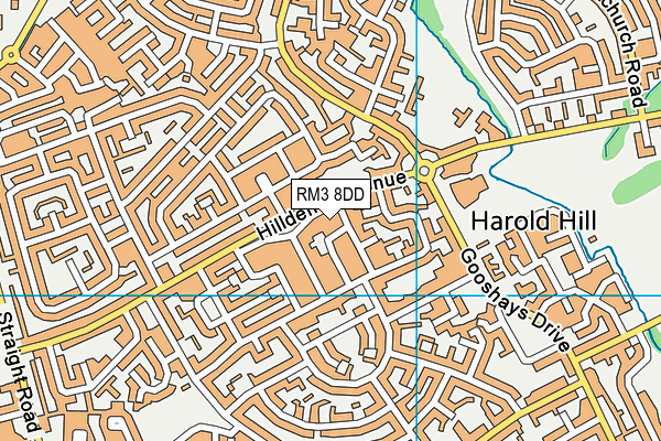 RM3 8DD map - OS VectorMap District (Ordnance Survey)