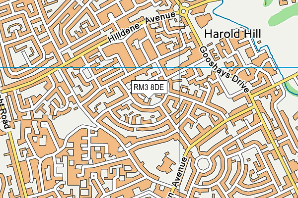 RM3 8DE map - OS VectorMap District (Ordnance Survey)