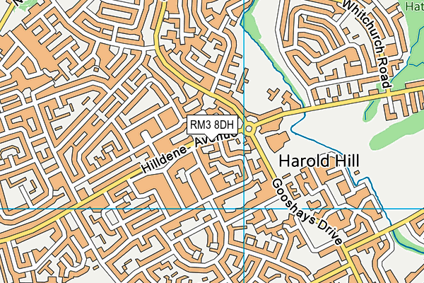 RM3 8DH map - OS VectorMap District (Ordnance Survey)