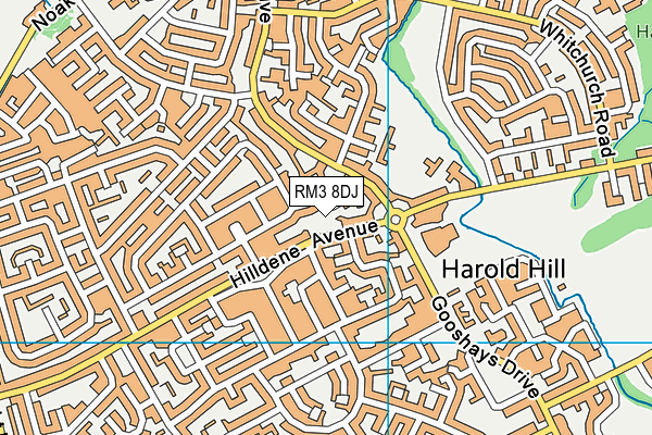RM3 8DJ map - OS VectorMap District (Ordnance Survey)