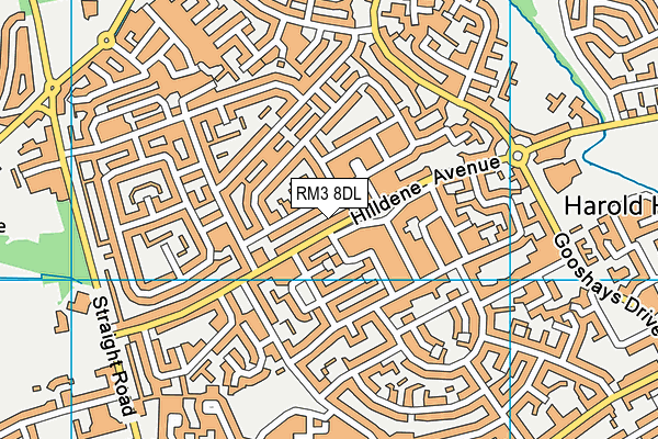 RM3 8DL map - OS VectorMap District (Ordnance Survey)