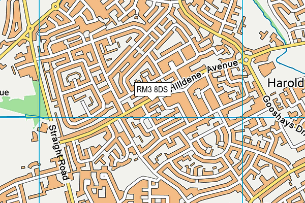 RM3 8DS map - OS VectorMap District (Ordnance Survey)