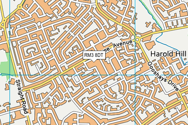 RM3 8DT map - OS VectorMap District (Ordnance Survey)