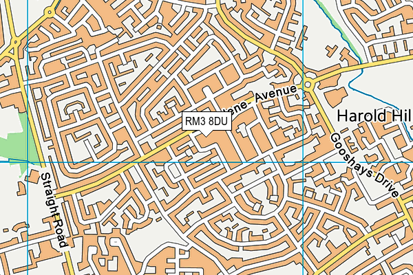 RM3 8DU map - OS VectorMap District (Ordnance Survey)
