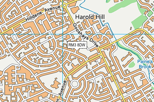 RM3 8DW map - OS VectorMap District (Ordnance Survey)
