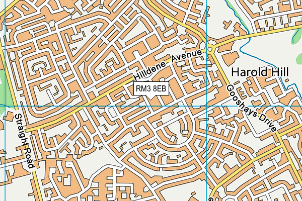 RM3 8EB map - OS VectorMap District (Ordnance Survey)