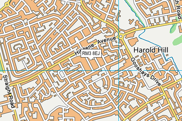 RM3 8EJ map - OS VectorMap District (Ordnance Survey)