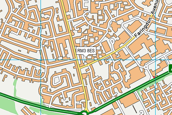 RM3 8ES map - OS VectorMap District (Ordnance Survey)